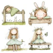 1 paquete de pegatinas decorativas con estilo de niña rural vintage y encantadora para scrapbooking, diario, álbum de fotos, manualidades y útiles escolares