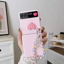 keshengtai 1 个硬壳心形手机壳和 1 个熊形手链，适用于摩托罗拉 Razr Plus 2025/Razr 60/Razr 60 Ultra/Razr 50/40 - 粉色 - 查看 5