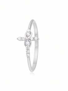 1pc Ladies' Cross Ring, Engagement Ring,Promise Ring, Do Not Change Color, Give Your Daughter Sisters Belief Baptism Jewelry