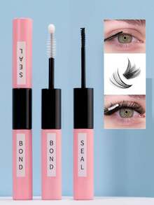 1pc Eyelash Bonding And Sealing Waterproof Cluster Eyelash Glue 6ml, For Eyelash Extension Long Lasting 72 Hours Strong Fixation Personal Eyelash Glue, Suitable For Self-Use At Home Black Cluster Eyelash Glue + Transparent Eyelash Seal 2 In 1 Home Eyelash Cluster DIY Eyelash Kit - Black - View 3