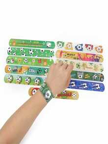 48 piezas Brazaletes con tema de fútbol, brazaletes de golpe de fútbol, recuerdos de fiesta con patrón de fútbol colorido, brazaletes creativos adecuados para regalos de fiesta, cumpleaños, aniversarios, celebraciones con tema deportivo, festivales, de colores duraderos y brillantes - Multicolor - Ver 6