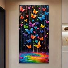 Large Diamond Painting Kit With Colorful Butterfly Pattern, 40X70cm/15.75X27.5inch. 5D Diamond Painting DIY Kit For Beginners And Adults, Includes Full Diamond Round Canvas Art Set (With Home Decor Tools) And Handmade Diamond Embroidery Set (No Frame) - Multicolor - View 4