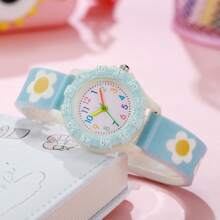 1pc Lovely Macaron Color Small Daisy Arabic Numeral Dial Silicone Quartz Watch, Suitable As Birthday Gift, Graduation Gift, Everyday Wear