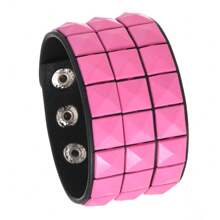 1pc Punk Style Multicolor Square Rivet Bracelet, Fashion Bangle For Men And Women, Street Casual, Club, Halloween, Simple Design To Showcase Unique Personalized