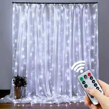 1pc USB Powered LED Curtain Lights With Remote Control, 100/200/300/600 LED Fairy String Lights, Suitable For Christmas, Halloween, Wedding, Party, Home, Bedroom, Indoor Wall Decor - USB Curtain Light - View 8