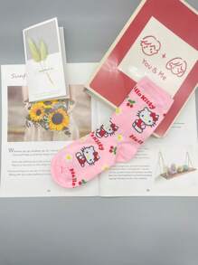 Sanrio 2 Pairs Sanrio Cartoon Socks Women Cute Socks, Comfortable, Breathable, Personalized Creative Anime, Mid Calf, Y2k, Machine Washable, For Couple, Men, Women