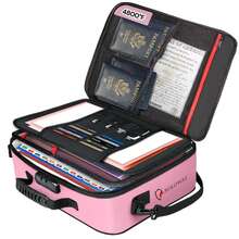 ​​4800°F Fireproof School Document Bag With Lock - 17x12x5 Inch Waterproof Organizer For Homework, Certificates & Supplies | Multi-Pocket Anti-Theft Design | Valentine - 粉色 - 查看 2