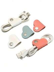 混色心形线缆收纳盒，耳机线绕线收纳盒，PU 皮革线缆收纳盒，男女通用礼品