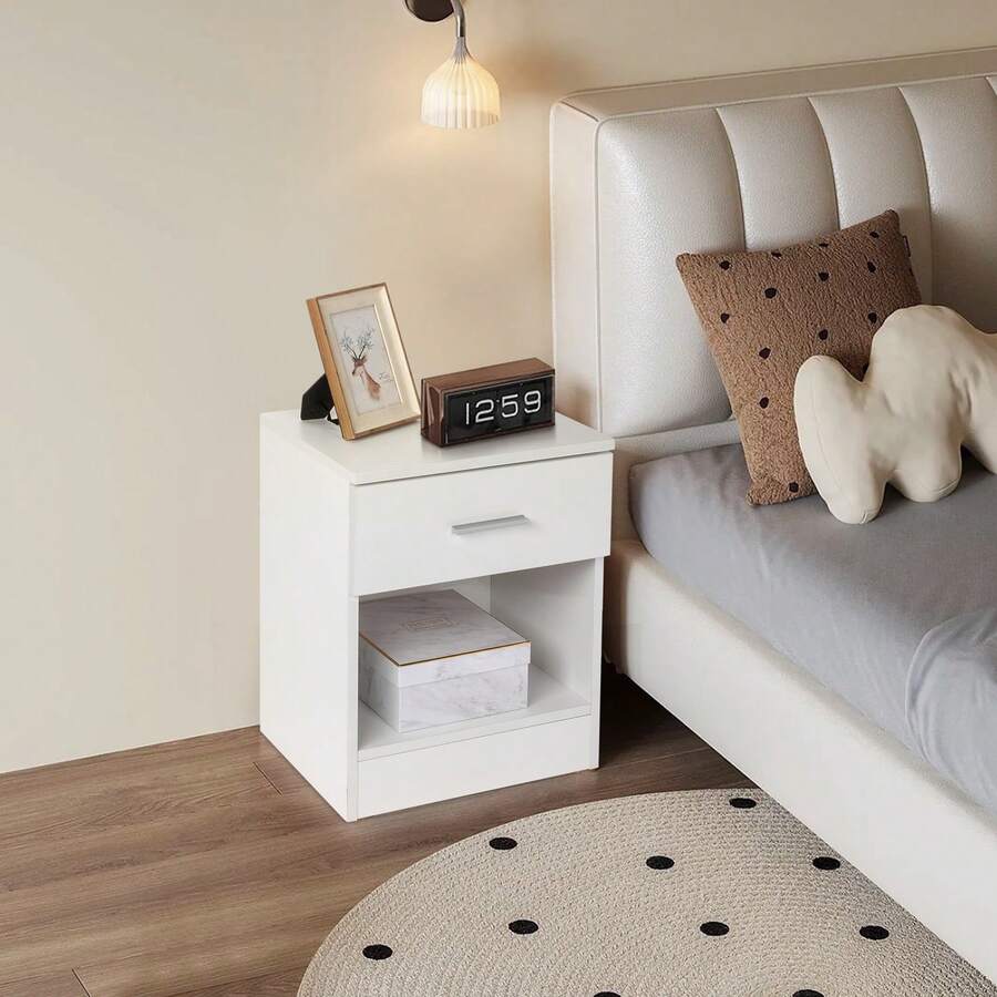 2-Tier Nightstand Bedside Cabinet End Table For Bedroom Home Office White - 白色 - 查看 1