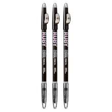 Lápiz de cejas Ruby Kisses GoBrow, de madera, afilable, de larga duración, que crea cejas de aspecto natural. Paquete de 3 (Marrón oscuro) - Marrón negro - Ver 1