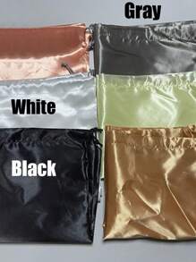 1pc Black Polyester Satin Dustproof Drawstring Bag For Jewelry,Silk Dustproof Drawstring Travel Storage Pouch,Portable Clothing Shoes Drawstring Bundle Pockets, High Capacity Dust Bags For Handbags,Self-Sealed Drawstring Storage Bag, Travel Supplies, Storage And Organization