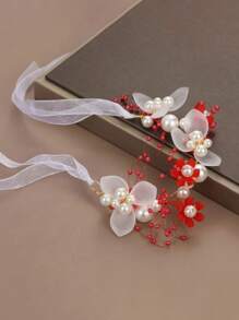 4 peças/2 peças/1 peça Conjunto de Tiara de Pérola de Liga Elegante para Meninas, Conjunto de 2 Peças de Tiara de Pérola e Pulseira de Pérola para Dama de Honra, Conjunto de Vestido de Flor de Fada para Meninas, Adequado para Apresentações, Festas, Fotografia e Danças, Tornando-o um presente ideal para meninas