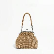 Dancing Engine Shiny Glass Rhinestone Armpit Bag Designer Shoulder Bag Luxury Evening Clutch Party Handbag - Gold - View 1