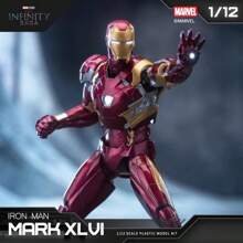 Hasbro Kit de modelo de plástico a escala 1:12 de Iron Man - Variantes múltiples de MK1 a MK7, 3-4 manos intercambiables, 4-6 efectos de llama y misiles (sin luminosidad), coleccionable con empaque de Los Vengadores