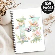 1 pieza Cuaderno de espiral con alfabeto de flores de primavera estéticas. Cuaderno de diario con letras iniciales, regalos de planificador para el trabajo, regalos perfectos para amigos, colegas, mujeres, hombres, hermanas, útiles escolares, regreso a clases