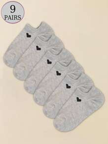 6/9/15 paia di calzini unisex multicolore alla moda e versatili, calzini alla caviglia traspiranti a forma di cuore, calzini invisibili, calzini casual minimali a taglio basso, assorbenti l'umidità, adatti per tutte le stagioni e occasioni