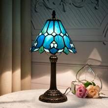 8-Inch Stained Glass Table Lamp, Retro Style Design, Suitable For Bedroom, Dormitory, Office, Study And Other Home Decoration Art (Excluding Led Bulbs)