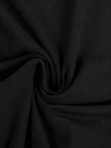 Camiseta estampada de manga corta y cuello redondo en talla grande - Negro - Ver 5