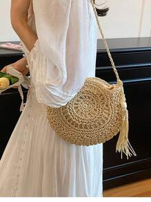Bolso bandolera tejido, minimalista, de moda casual y elegante, un accesorio versátil y chic ideal para vacaciones