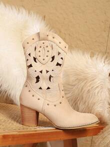 Bohemian Style Rivet Detail Woven Fabric Summer Vacation - Apricot - View 5