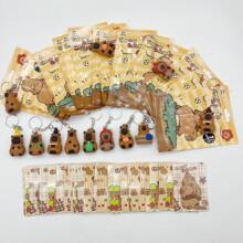 1pc/3pcs Cute Capybara Keychain Toys, Blind Box, Lovely Backto School Gifts, Each Contains A Collectible Capybara Card, Birthday Party Favors, Cartoon Doll Pendant, Small Party Supplies