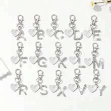 1pc Fashionable European American Luxury Heart Hollow English Letter Shaped Key Chain Pendant, Studded With Rhinestones, Suitable For Women Car Key, Bag Decor, Birthday Gift