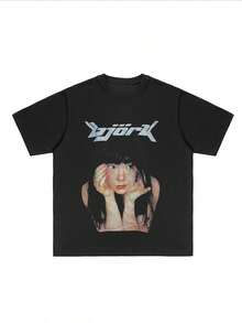 1 Pieza Camiseta de hombre inspirada en K-Pop, 100% algodón, 220g Camiseta de hombre - Negro - Ver 3