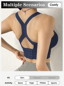Áo ngực thể thao chạy bộ yoga cho nữ Áo ngực nâng ngực gợi cảm lưng chéo tập gym quần lót thoải mái chống sốc không dây hỗ trợ mềm mại đồ lót thoáng khí liền mạch - Màu xanh lam - Xem 3