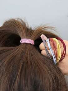 50pcs Morandi Color Knotted Hair Ties, Women Simple Niche Elegant High Elasticity Colorful Brown Basic Hair Bands For Ponytail, Bun