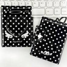 1 Stück süßer Polka Punkt Engel Fotokarten Halter, KPOP Photokarten Ordner mit Herz Ausschnitt Abdeckung, geeignet für 3-3,5 Zoll Fotos, Idol Album Photocard Anzeige und Aufbewahrung, Schulmaterial