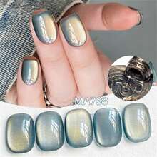 Mtssii 7毫升软金色玻璃猫磁性凝胶指甲油，朋克风格美甲，透明水光美甲凝胶，金色闪粉，可卸UV/LED凝胶美甲用品 - 彩色 - 查看 2