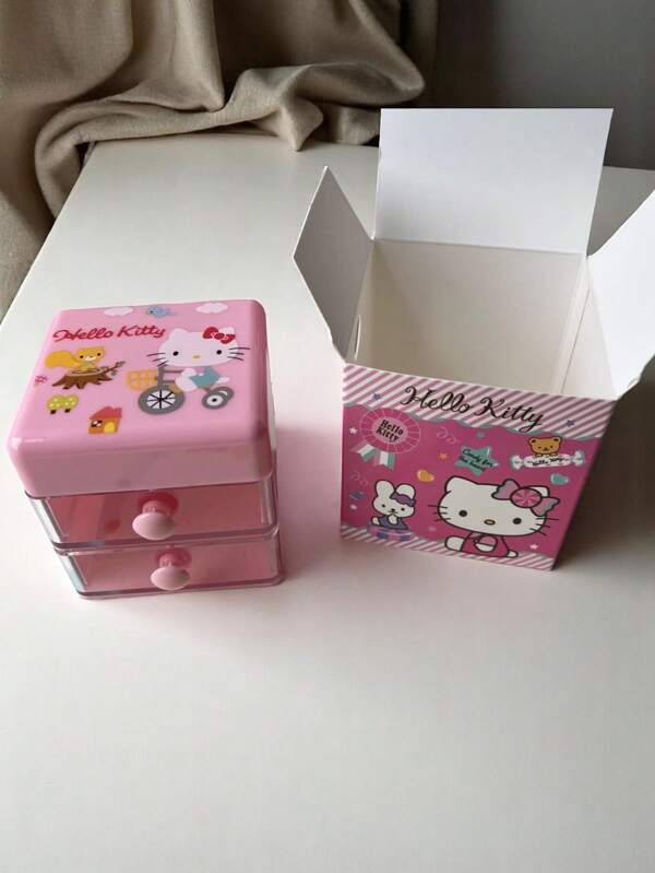 Sanrio 1pc Sanrio Multipurpose Storage Box, Kuromi Kitty Jewelry Trinket Desk Organizer