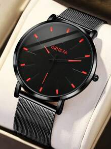 1pc Business And Leisure Men's Watch, A Casual And Simple Round Men's Mesh Quartz Watch, Suitable For Parties, Festivals, And Daily Business Wear, The Best Gift For Men.