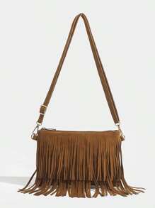 Bolso de hombro cruzado con flecos retro y distintivo, bolso cruzado vintage con flecos, bolso de hombro versátil para mujer, bolso cuadrado con flecos de estilo bohemio para uso diario y como regalo de festival
