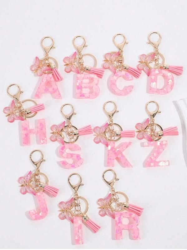 1pc Resin Letter Keychain, Initial Car Keyring Her, Bag Purse Charm Key Ring, Cute Colorful, Alphabet Tag For Girls Car Accessories Bag Charm School Goth Y2k Christmas Gift Ideas Bag Accessories Lanyards With Id Holder Car Accessories Bag Charms Car Accessories Teacher Friend Sister