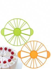 1 pieza Cuchillo divisor de pasteles, cortador y rebanador de pasteles redondo de plástico, herramienta de repostería para tartas, pasteles y galletas - Marrón - Ver 6