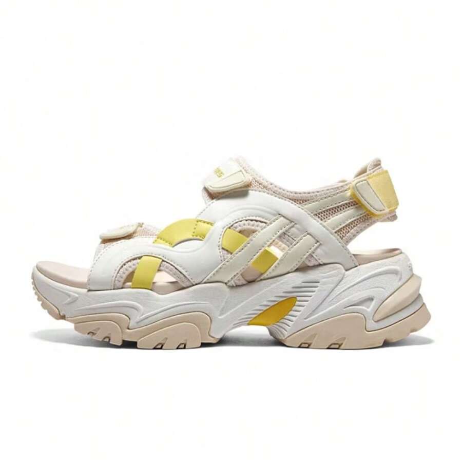 Skechers 女士休闲透气厚底复古机甲设计凉鞋 - 米色-黃色 - 查看 1