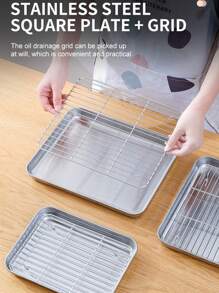 Stainless Steel Baking Sheet Tray Cooling Rack With, Cookie Pan With Cooling Rack, Pizza Crisper, Multipurpose Cooking Sheet Pan, Cooling Rack, Kitchen Cookware Set, Dishwasher Friendly Easy Clean