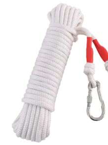 1 Pc (1000cm/394in) Steel Core Clothesline, Wind Resistant No Drill Needed Extra Long Steel Cord Clothesline With 2 Hooks, Outdoor/Indoor Drying Rope, Camping Accessory