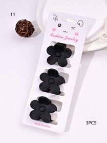 3PCS Solid Color Casual Retro ABS Plastic Women's Hair Clips, Bow, Flower, Cloud Shape, Front Bangs & Ponytail, Suitable For All Seasons Hair Claw Claw Clips Hair Jaw Clip Hair Clamps