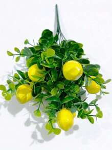1/4 pièces de branches d'eucalyptus artificielles avec fruits de citron artificiels. Convient pour la décoration de la maison, la décoration de la chambre, la décoration de table, la décoration du salon, la décoration de la pièce, la décoration d'anniversaire, la décoration de mariage, la décoration extérieure, la décoration de fête, la décoration de jardin. Plantes artificielles.