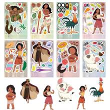 Disney 8pcs Disney Moana Face Collage Stickers Decorative DIY Phone Case Laptop Skateboard Computer Funny Gift Waterproof Sticker