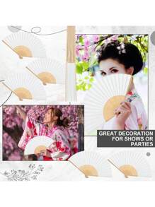 1pc/5pcs/10pcs/20pcs Foldable Bamboo Hand Fan, Handmade Japanese/Chinese Style, Suitable For Fans, Weddings, Brides, Dancing, Churches, DIY Decor, Gifts For Women, Party Favors