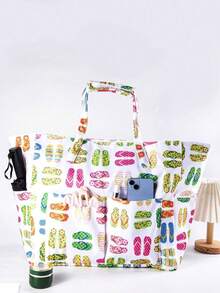 1 件女士大号防水沙滩手提包，防沙泳池旅行度假携带包，带拉链