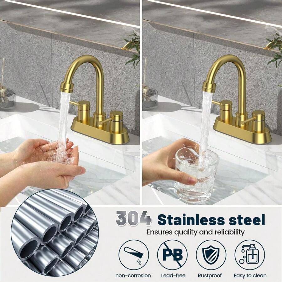 Wasser in drehenden hähnen 2, wasser im goldenen bad, wasser in der mitte, wasser in der wanne mit 3 löchern