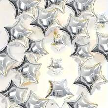 50 sztuk/zestaw 10-calowe srebrne balony foliowe Pentagram, odpowiednie na ślub, rocznicę, urodziny, przyjęcie z okazji ukończenia szkoły, dekorację na Dzień Ojca, rekwizyty do zdjęć wewnątrz/na zewnątrz