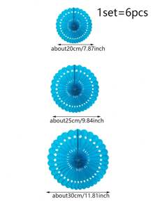 3 pezzi/6 pezzi/12 pezzi Fiori a ventaglio di carta bianchi, rossi, vuoti per decorazioni, serie blu oceano e rosa per feste di compleanno, matrimoni, decorazioni appese con corde, sfondo da parete