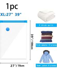 2 pièces Sacs de rangement sous vide de voyage d'été, sacs de compression économiseurs d'espace avec pompe manuelle, sacs sous vide grande capacité en PVC, sacs sous vide transparents, sacs de rangement sous vide multifonctionnels, sacs de rangement étanches, sacs de rangement résistants à l'humidité et à la moisissure, ensemble d'organisation de vêtements pour la maison, convient pour les couvertures et les couettes, rangement sous vide de vêtements, 1 pompe manuelle incluse