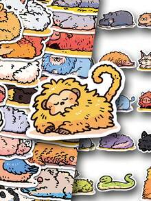 SCXXBSW 50pcs Comfortable Cartoon Animals Sleeping Cartoon Graffiti Stickers Decorative Water Cups Notebook Luggage Waterproof Stickers - متعدد الألوان - مشاهدة 11