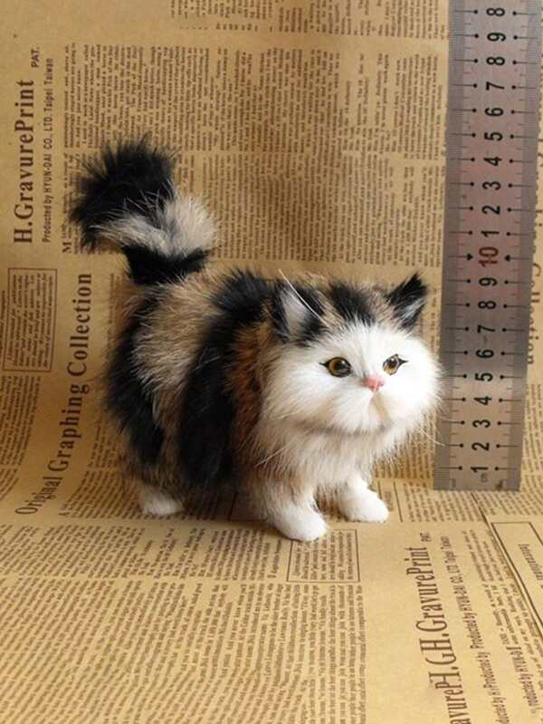 Lifelike Cat Plush Doll, Cute Cat Figurine Decor, Christmas And Birthday Gift